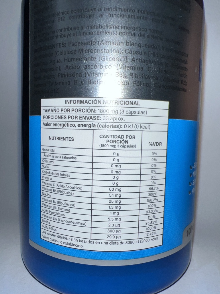 B- COMPLEX + B12 CAPSULAS 600MG X100 LINEA PREMIUN NATURAL FACTOR