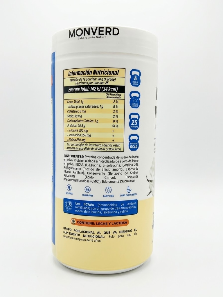 WHEY PROTEIN VAINILLA 750 GR MONVERD