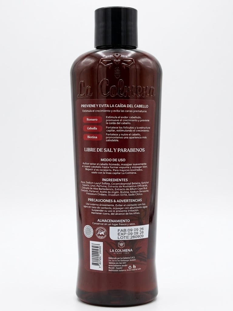ROMERO CON ACEITE DE ARGAN Y BIOTINA SHAMPOO LA COLMENA