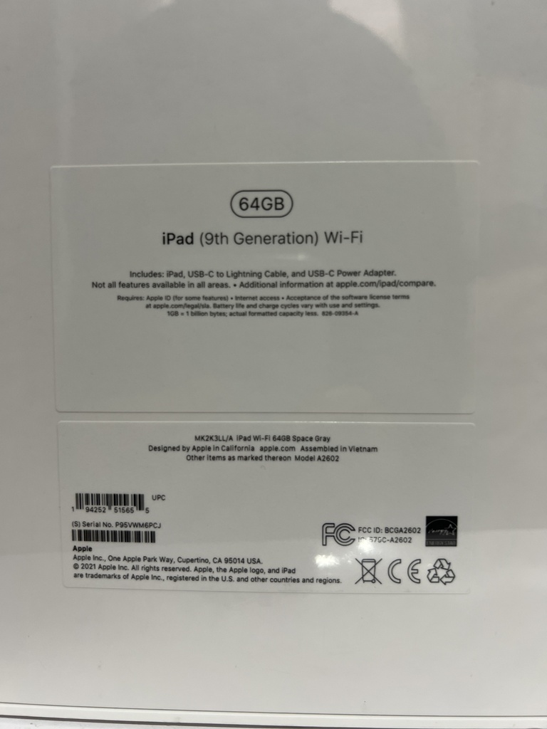 IPAD 9NA GENERACION 64GB (GRIS OBSCURO)