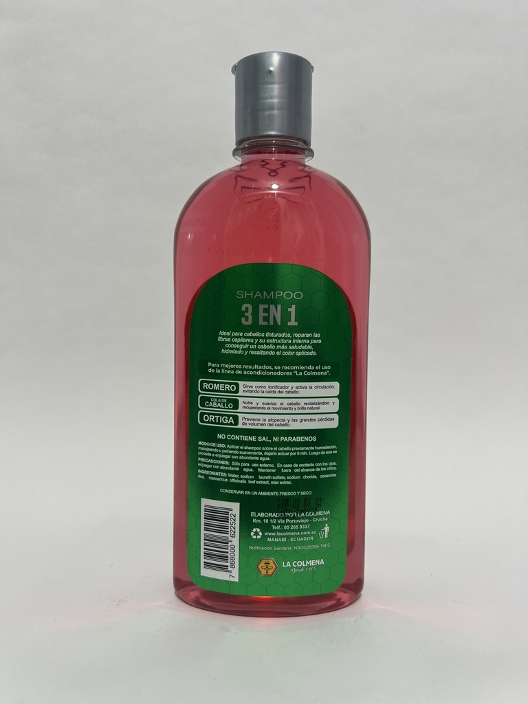 ROMERO, ORTIGA, COLA DE CABALLO SHAMPOO 500ML LA COLMENA