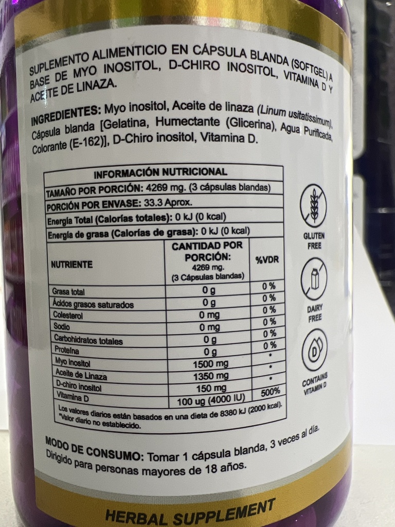 MYO & D-CHIRO INOSITOL  X 100 HERBALMAX