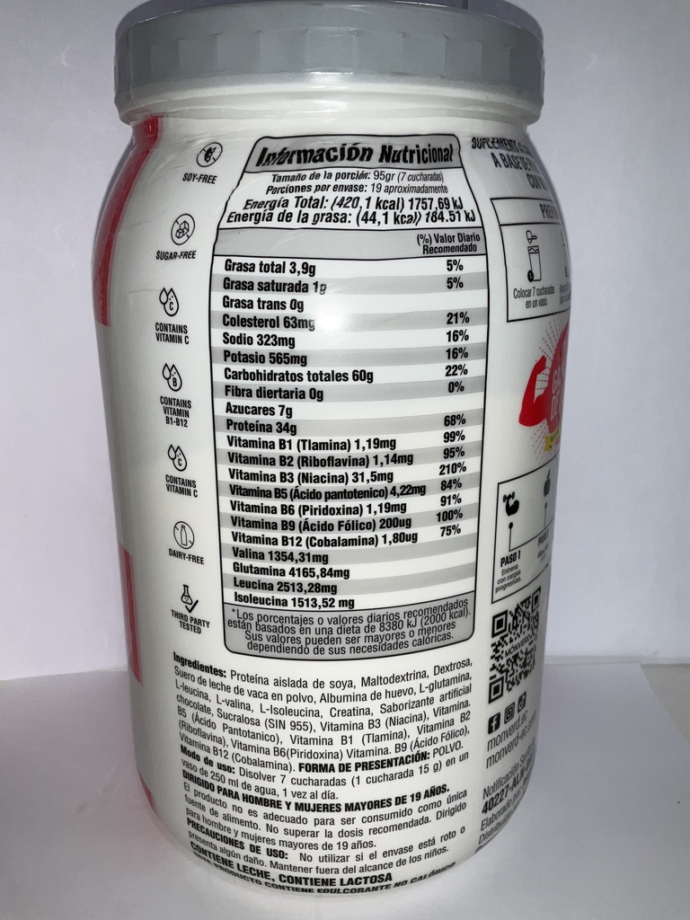 MASS GAINER + L- GLUTAMINA DE FRESA 4 LIBRAS MONVERD