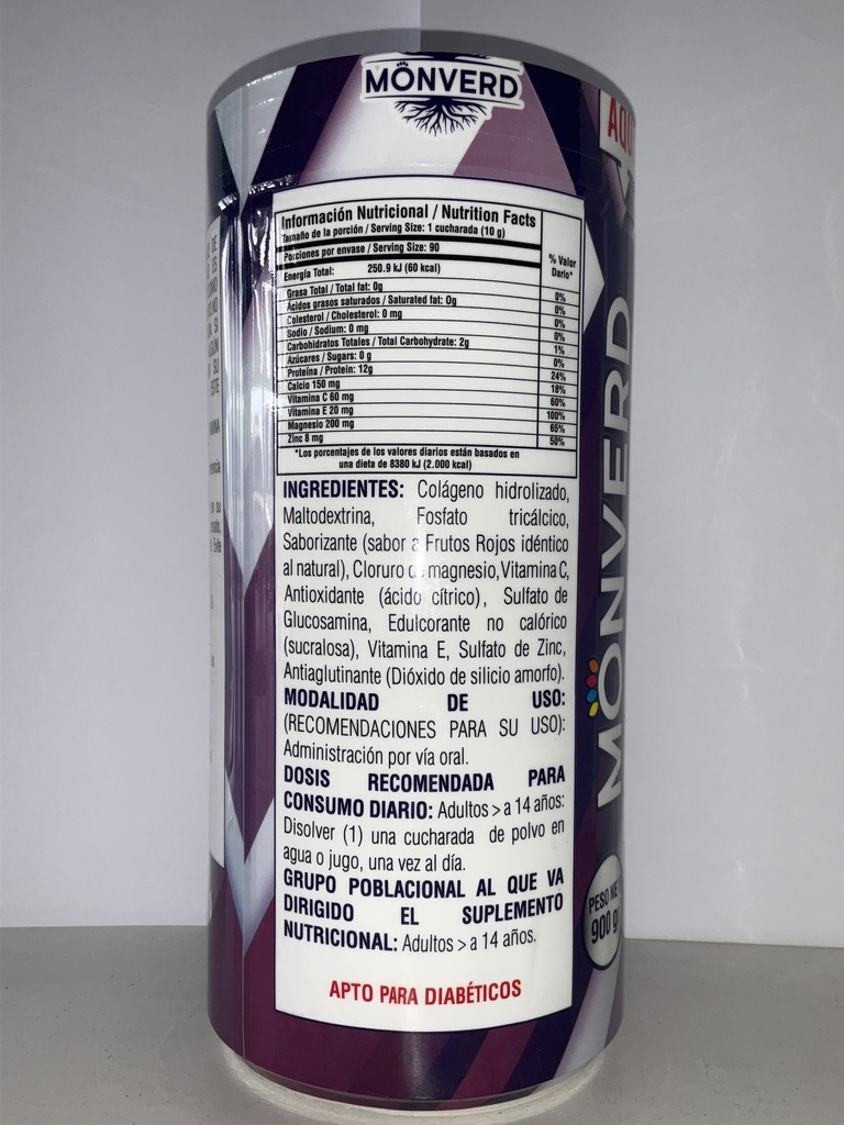 COLAGENO HIDROLIZADO MAS GLUCOSAMINA MORADO 900GR MONVERD