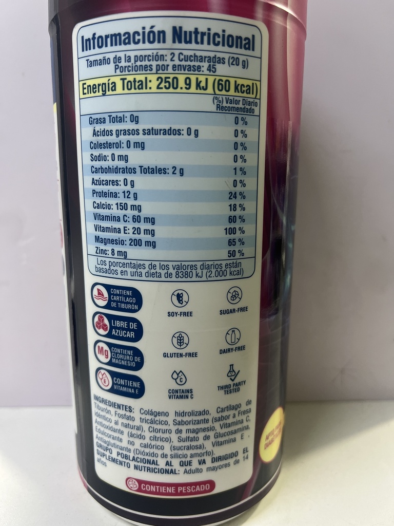 COLAGENO CARTILAGO DE TIBURÓN ROSA 900GR MONVERD.