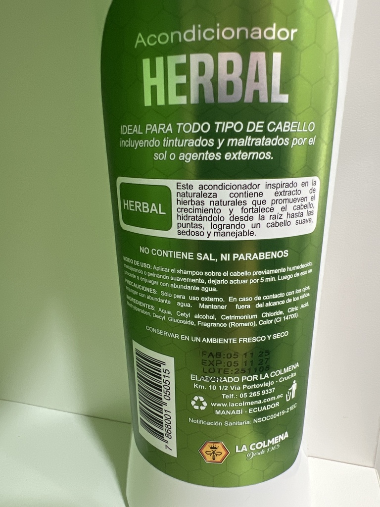 ACONDICIONADOR HERBAL ROMERO 500ML LA COLMENA
