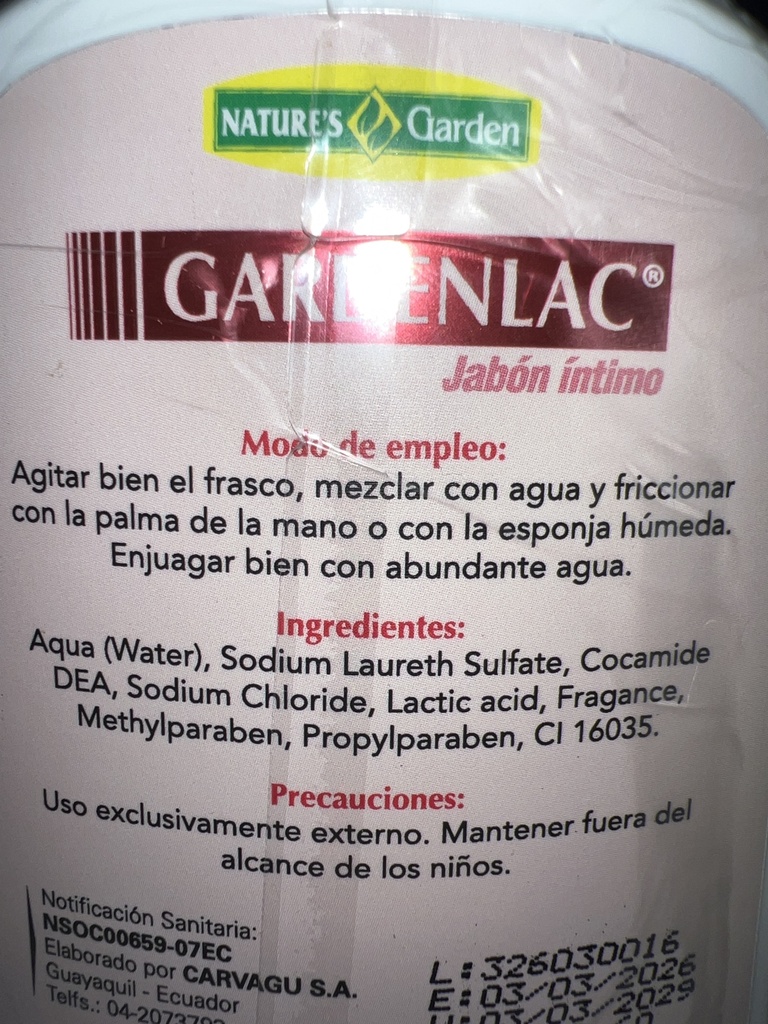 GARDENLAC JABON LIQUIDO INTIMO 230ML NATURES GARDEN