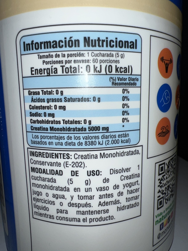 CREATINA MONOHIDRATADA 300GR BLANCO MONVERD