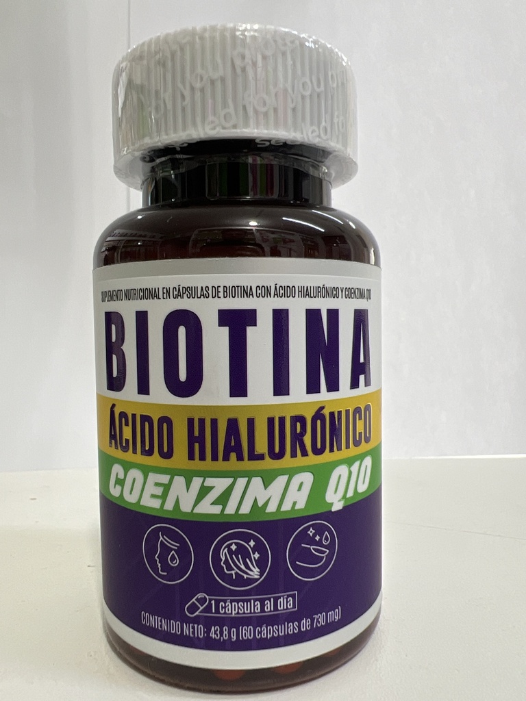 BIOTINA COENZIMA Q10 MAS ACIDO HIALURONICO 60 CAP 730 MG QUANTUM