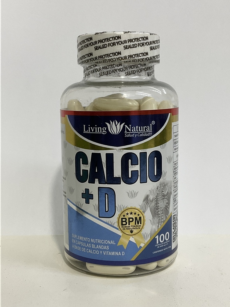 CALCIO + VITAMINA D3 X 100 CAPSULAS LIVING NATURAL