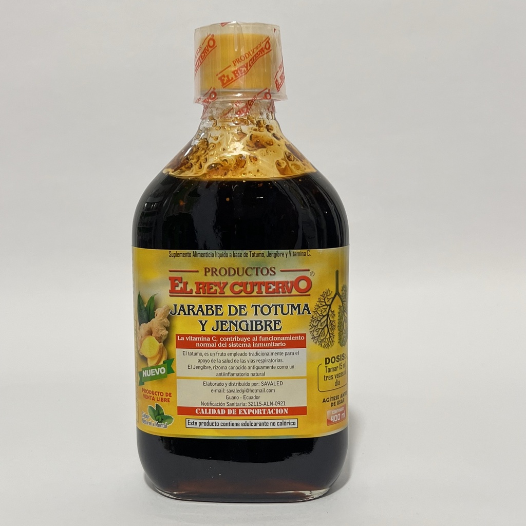 JARABE DE TOTUMA Y JENGIBRE 400ML ECUATORIANO REY CUTERVO 