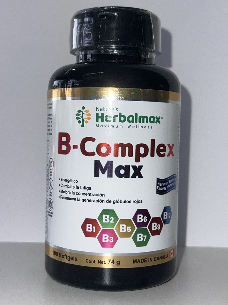 B COMPLEX MAX COMPLEJO B 740 MG X 100 CAPSULAS HERBALMAX