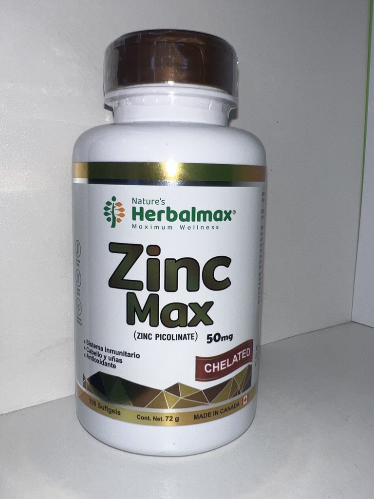 ZINC MAX CHELATED X 100 CAPSULAS HERBALMAX