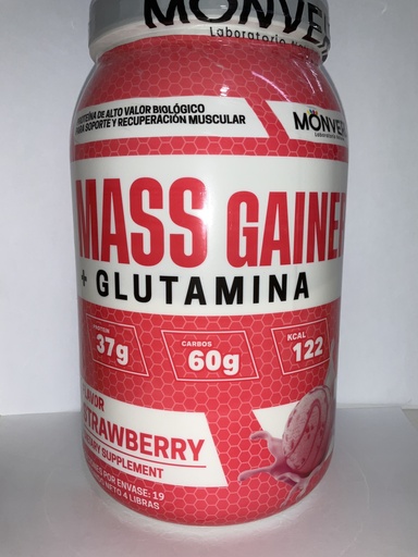 MASS GAINER + L- GLUTAMINA DE FRESA 4 LIBRAS MONVERD